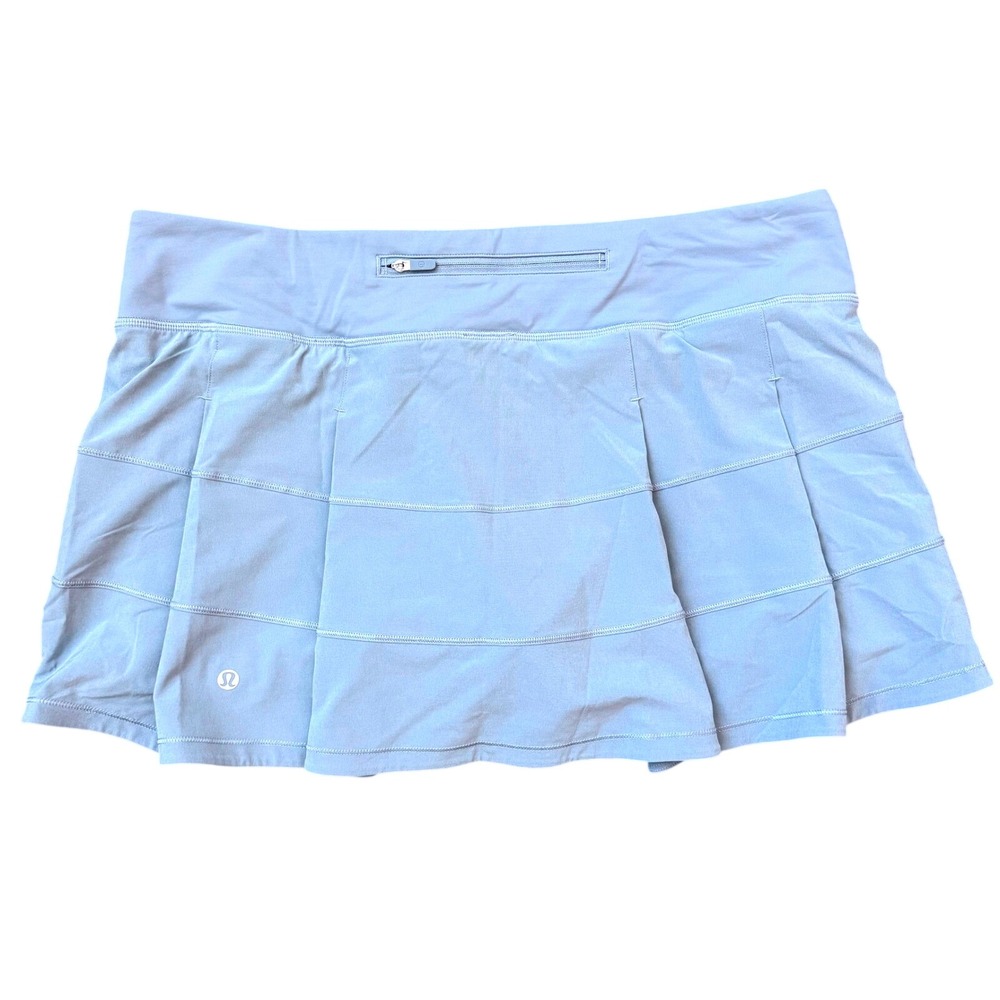 Lululemon Pace Rival Skirt 12 Blue Mid-Rise Pleated Tennis Skort